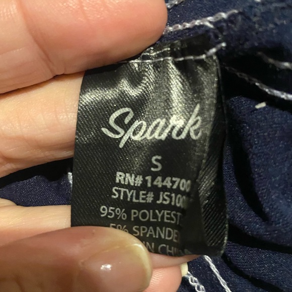 NWOT Spark, Blue and Cream floral print and plain Blue romper Set in a womens S - Picture 9 of 10